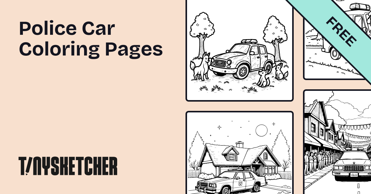 Popular Police car Coloring Pages | Free Printables | Tiny Sketcher