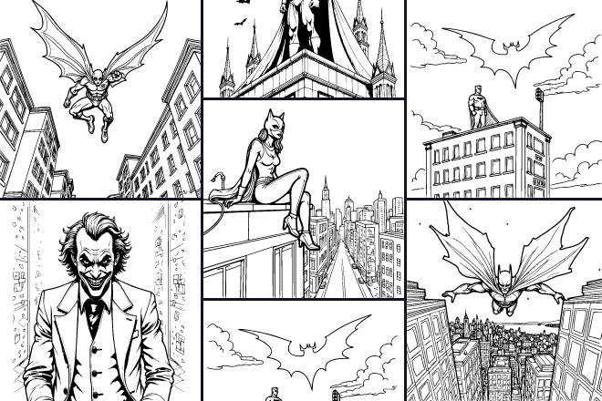 Collection of coloring pages Batman and Friends