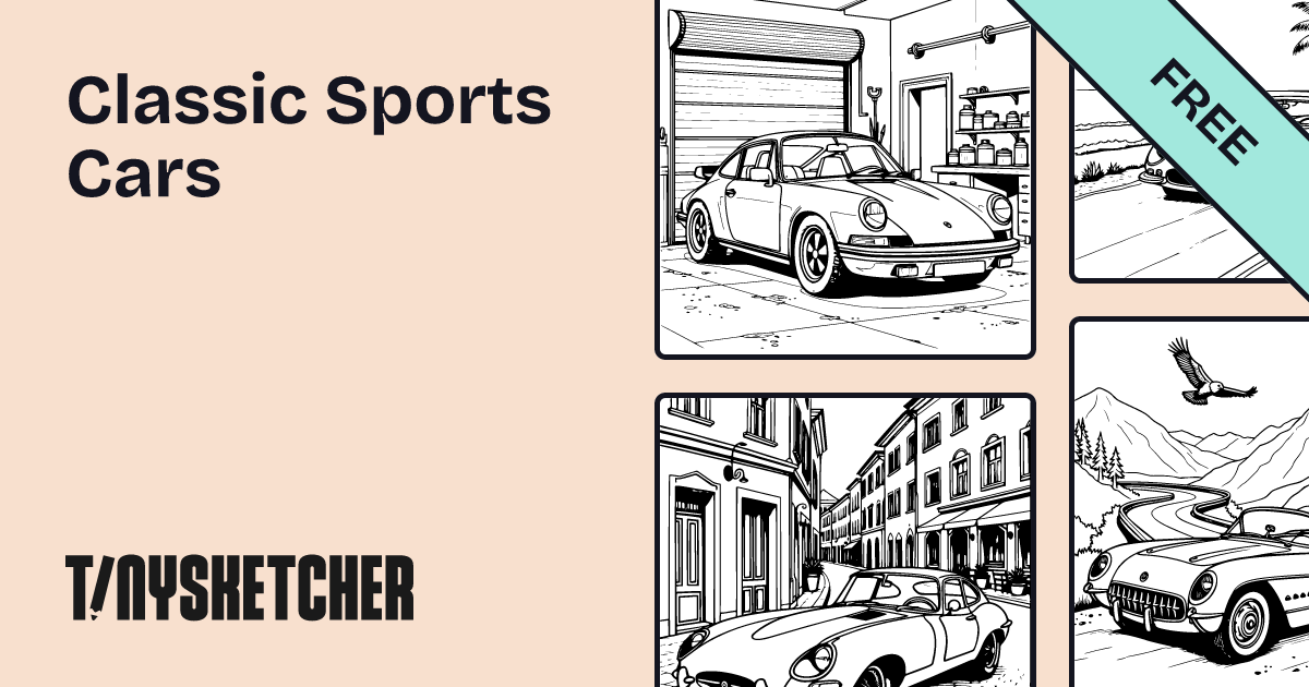 16 Classic Sports Cars Coloring Pages Free Printables Tiny Sketcher