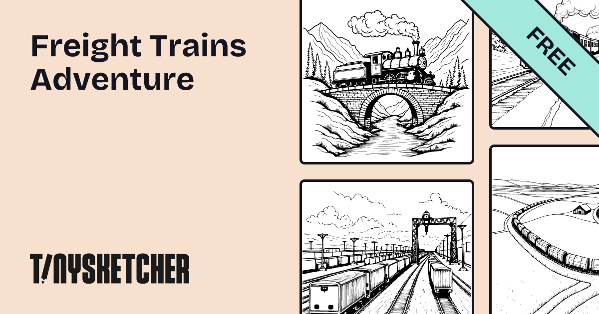 12 Freight Trains Adventure Coloring Pages | Free Printables | Tiny ...