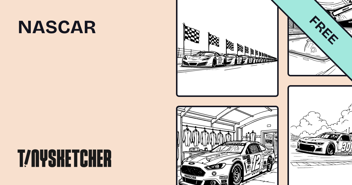 9 NASCAR Coloring Pages | Free Printables | Tiny Sketcher