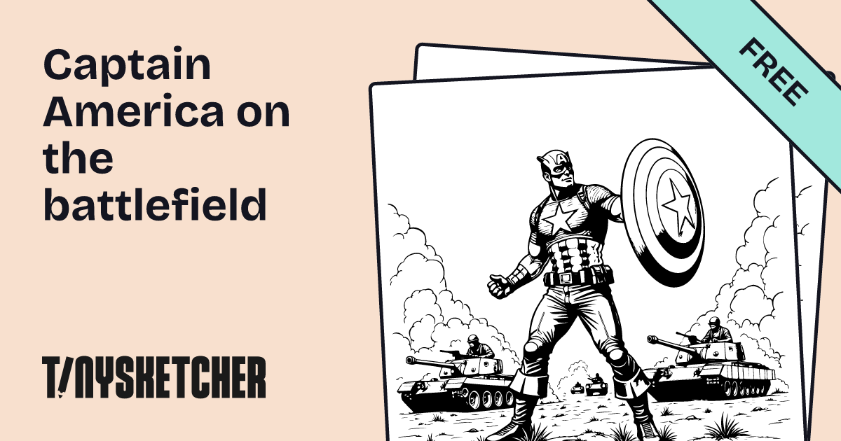 Captain America on the battlefield Coloring Page | Free Printables