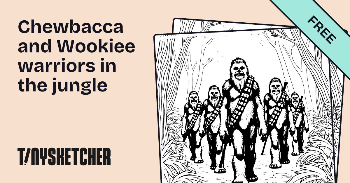 Chewbacca and Wookiee warriors in the jungle Coloring Page | Free