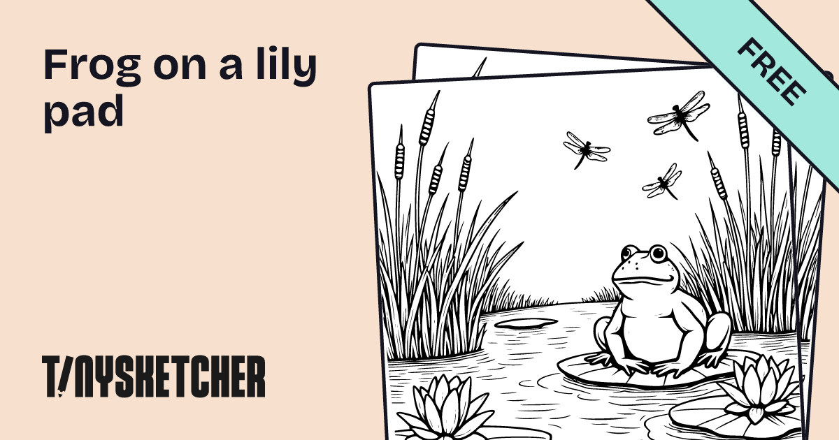 Frog on a lily pad Coloring Page | Free Printables | Tiny Sketcher