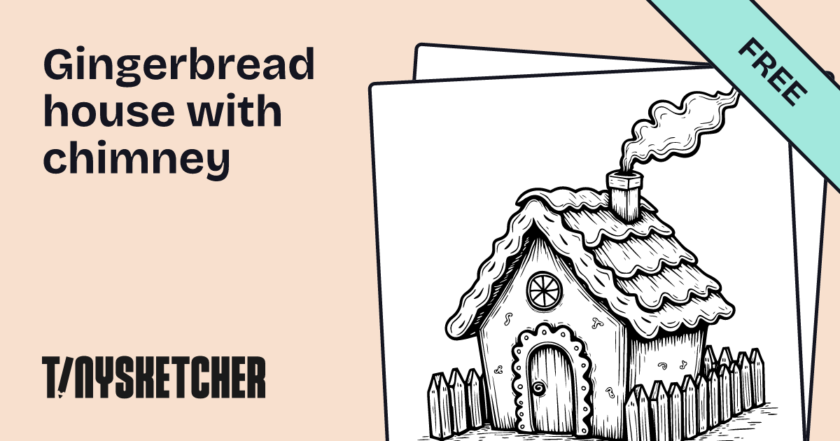 Gingerbread house with chimney Coloring Page | Free Printables | Tiny ...