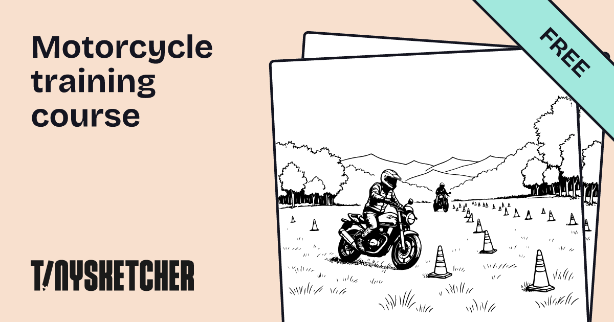 Motorcycle training course Coloring Page Free Printables Tiny Sketcher