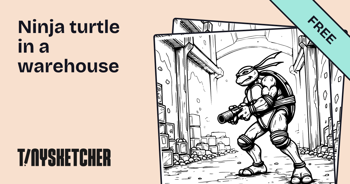 Ninja turtle in a warehouse Coloring Page | Free Printables | Tiny Sketcher