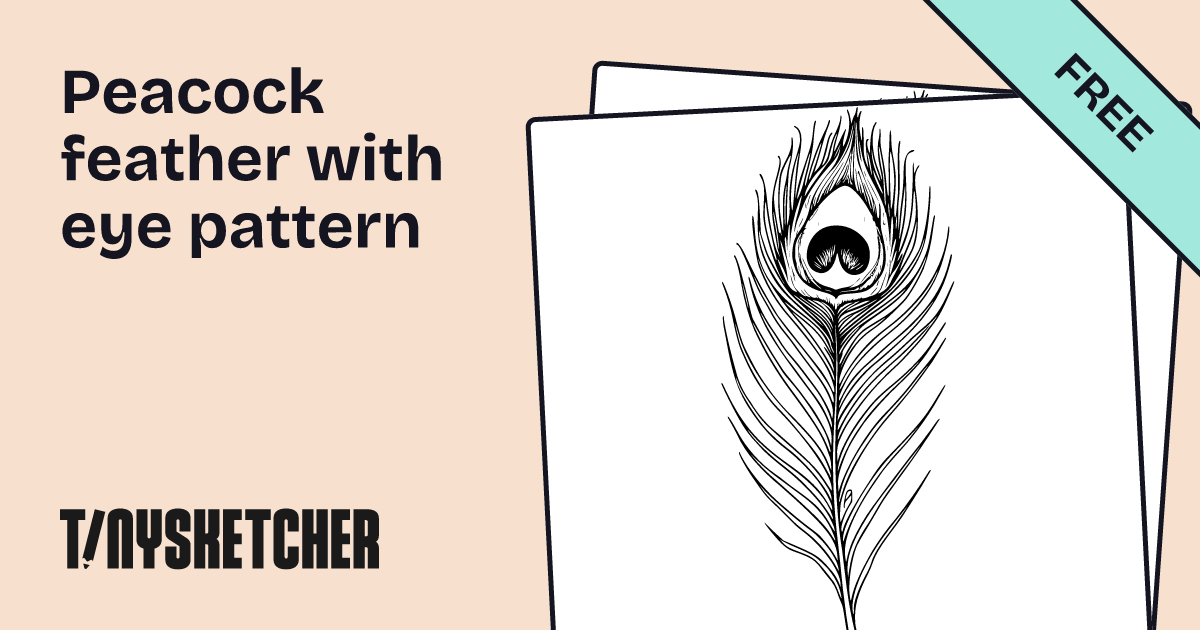 Simple Eye Feather Pattern Vector Peacock feather with eye pattern Coloring Page | Free Printables | Tiny ...