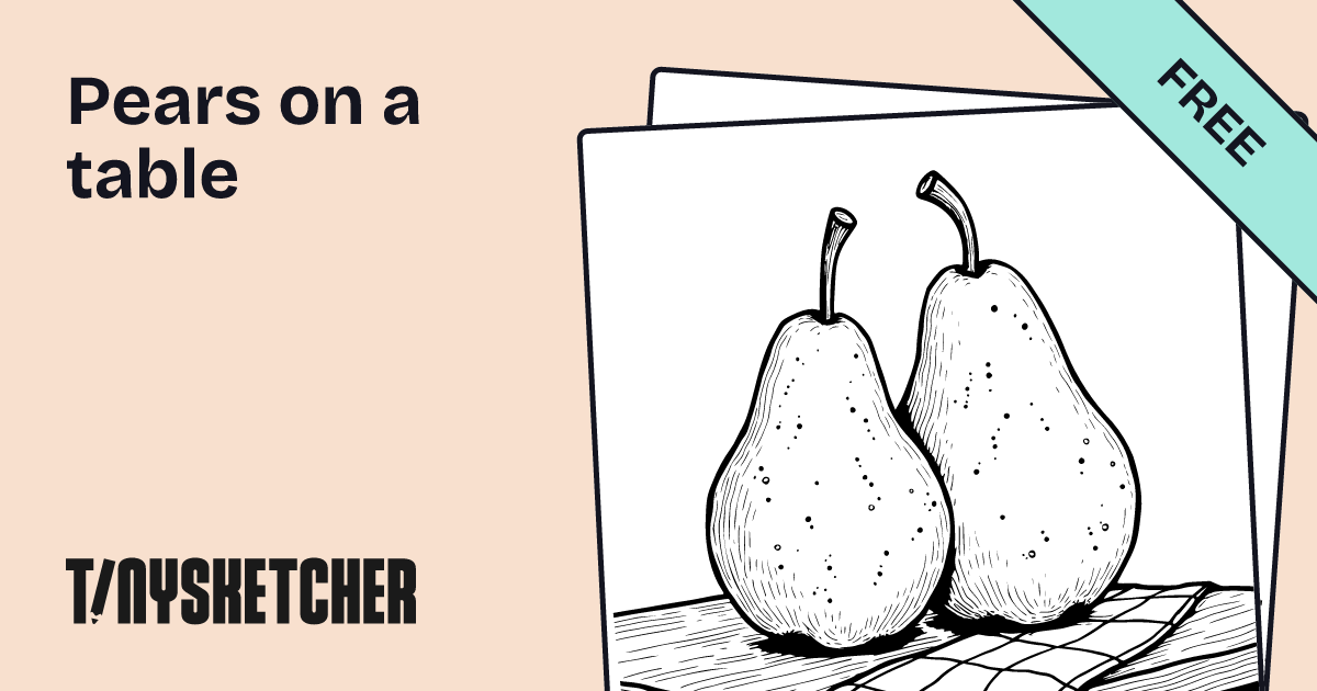 Pears on a table Coloring Page | Free Printables | Tiny Sketcher