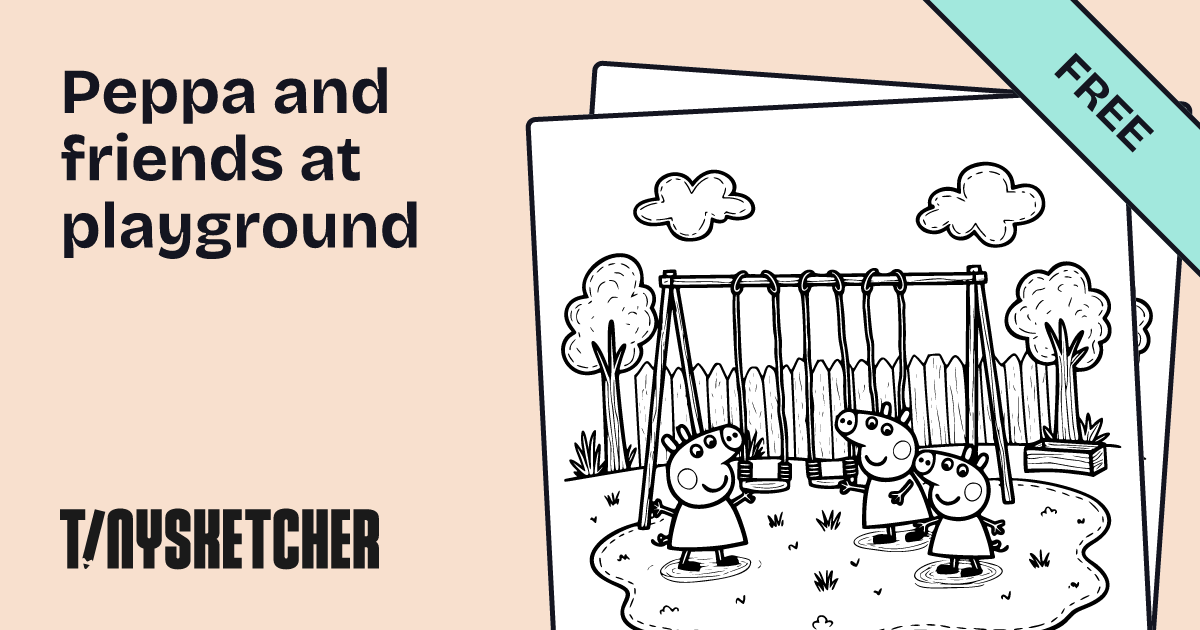 Peppa and friends at playground Coloring Page | Free Printables | Tiny ...