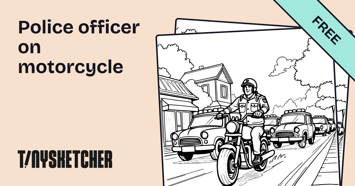 Police officer on motorcycle Coloring Page | Free Printables | Tiny ...