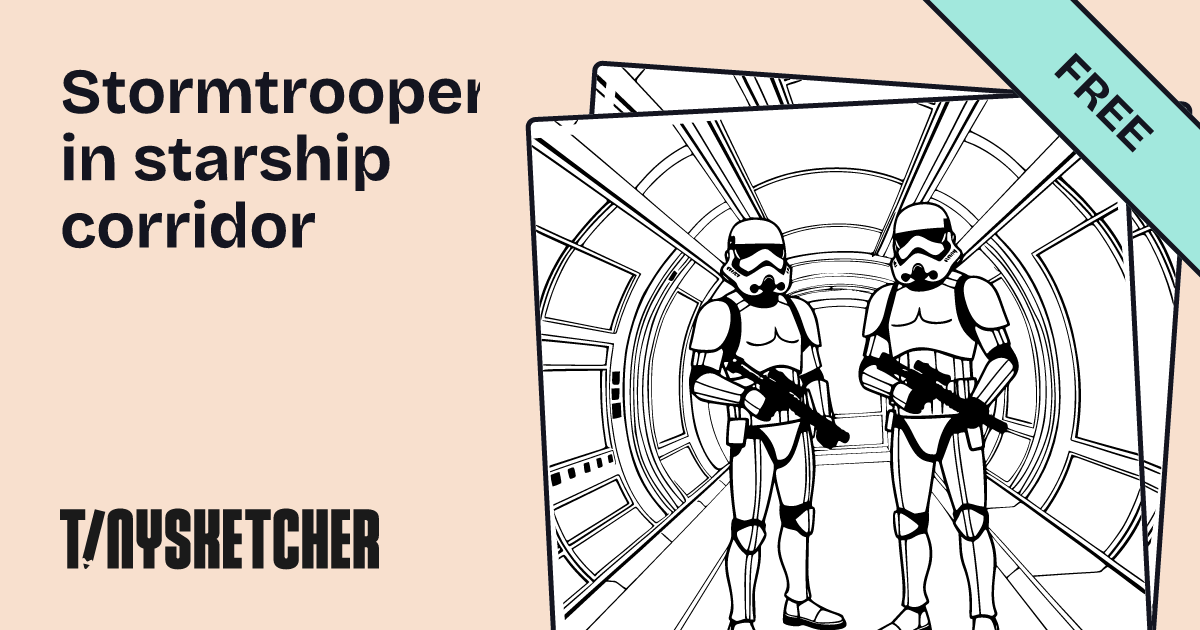Stormtroopers in starship corridor Coloring Page | Free Printables ...