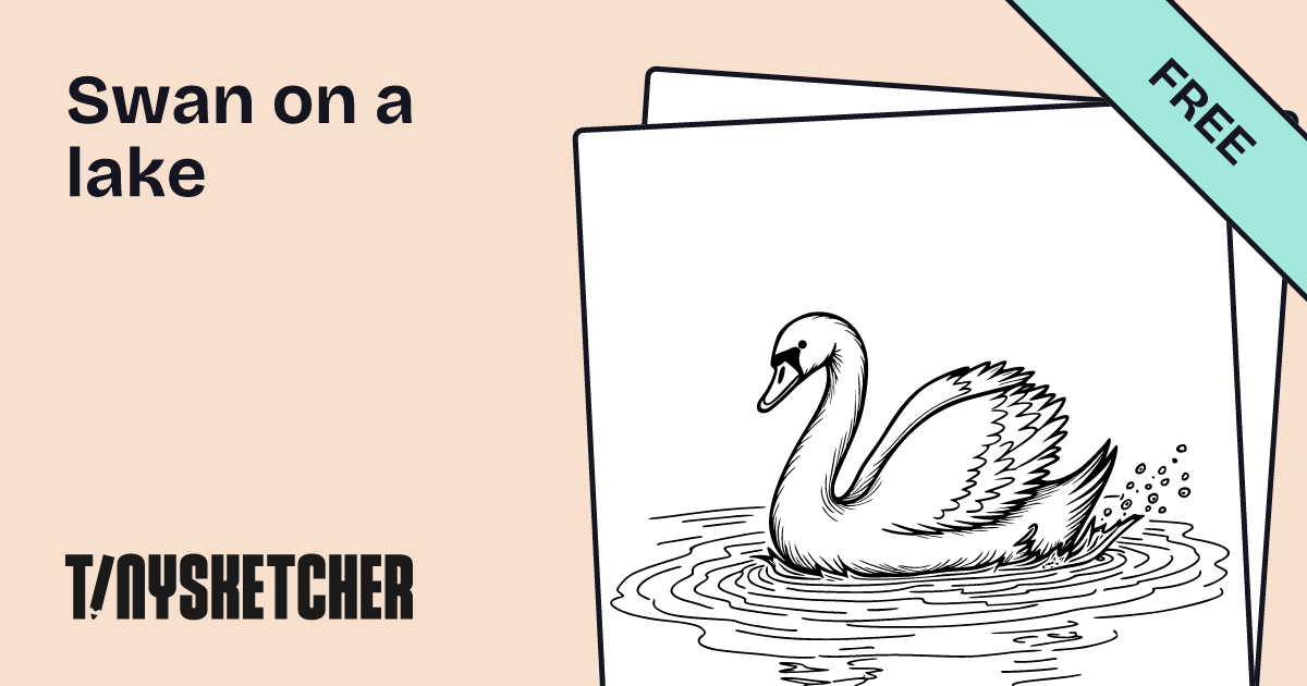 Swan on a lake Coloring Page | Free Printables | Tiny Sketcher