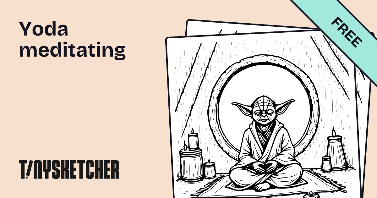 Yoda meditating Coloring Page | Free Printables | Tiny Sketcher