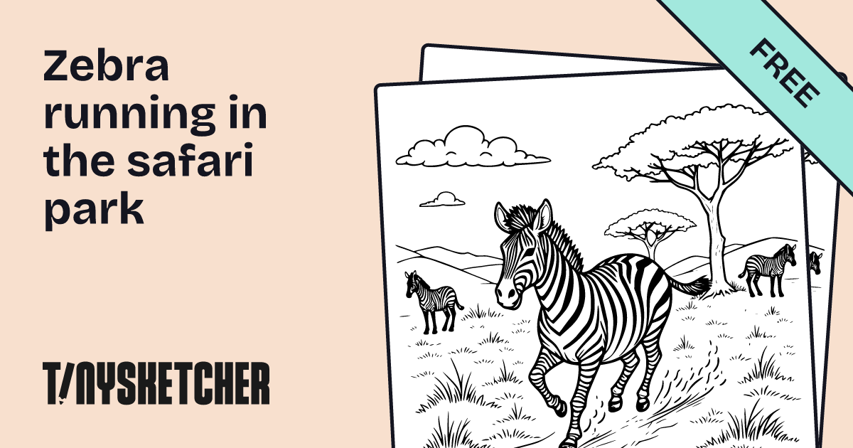 Zebra running in the safari park Coloring Page | Free Printables | Tiny ...